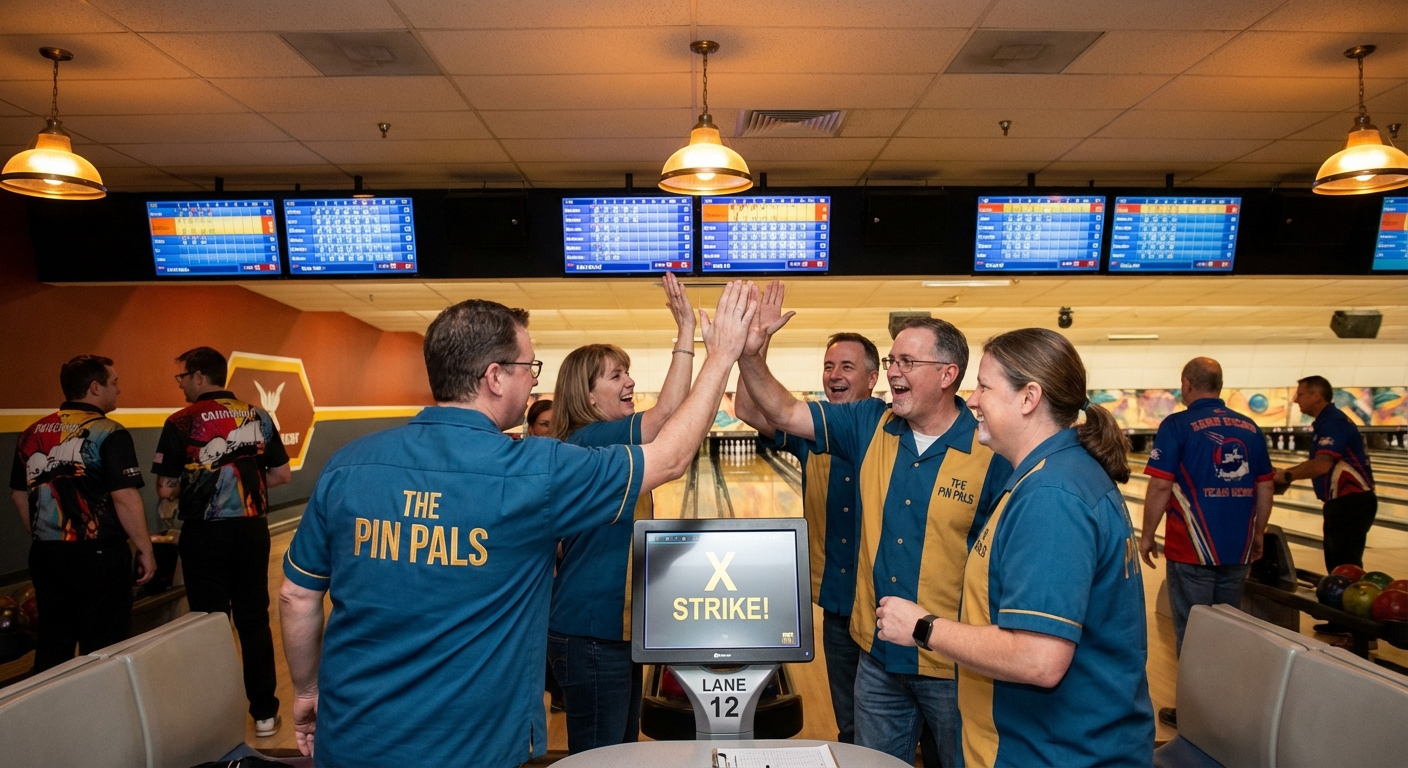 Bowling league night at Eastern Shore Lanes in Pocomoke City, Maryland