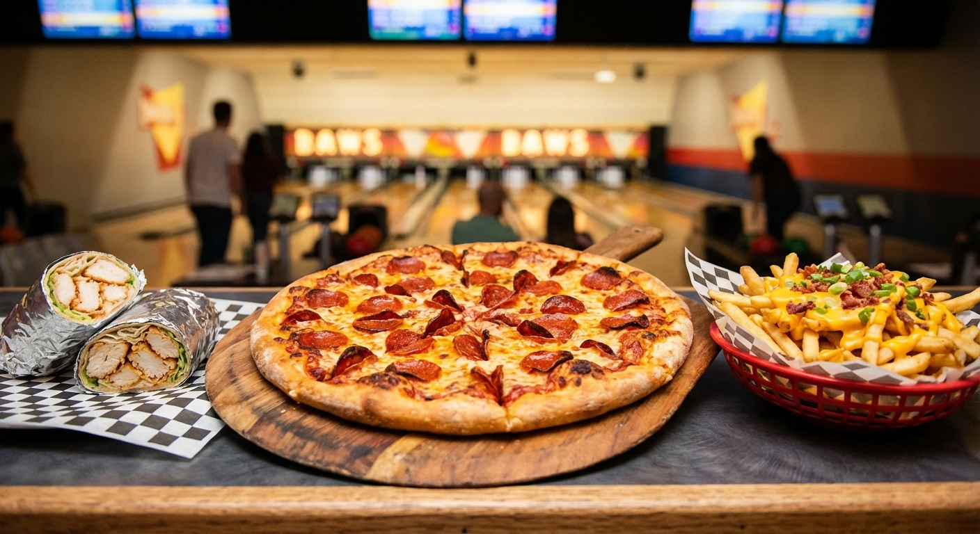Pizza, loaded fries and wraps from the Eastern Shore Lanes snack bar in Pocomoke City, MD